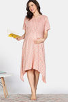 Coucou Maternity Woven Mid Calf Length Loungewear Dress With Front Open Button - Beech Wood — thumbnail 4